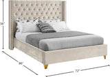 Barolo Cream Velvet Queen Bed from Meridian - Luna Furniture