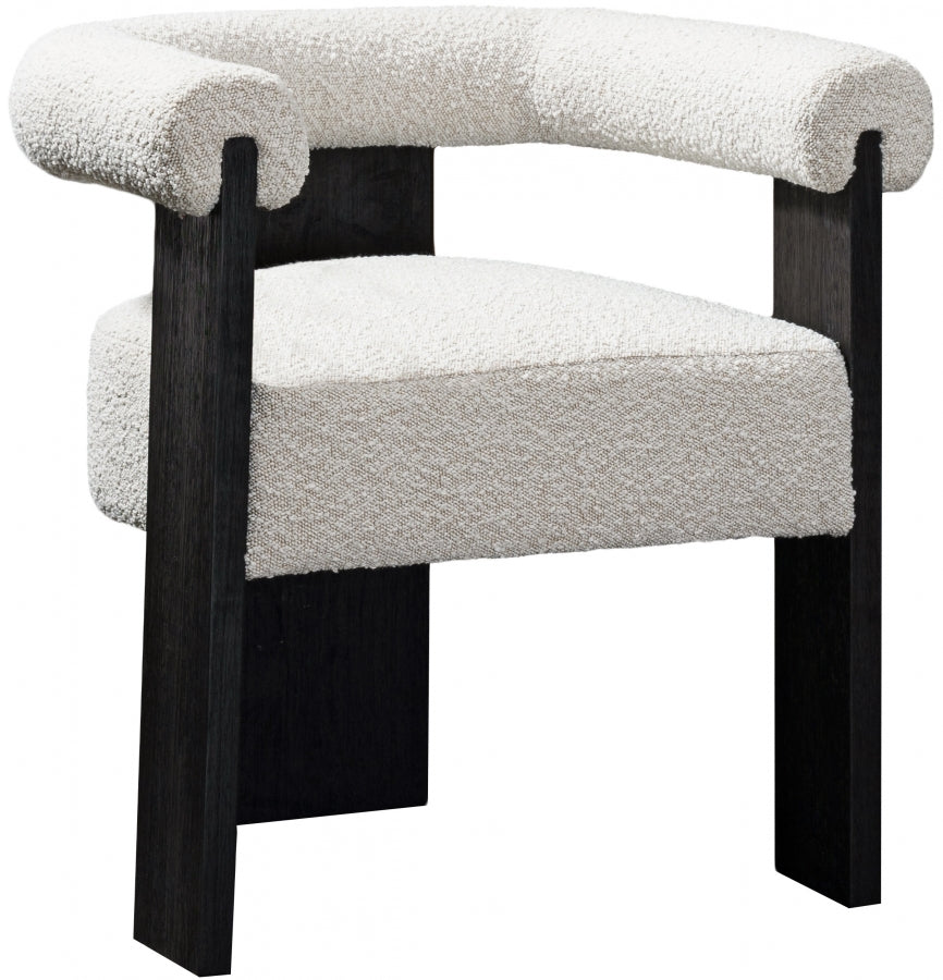 Barrel Cream Boucle Fabric Dining Chair from Meridian - Luna Furniture