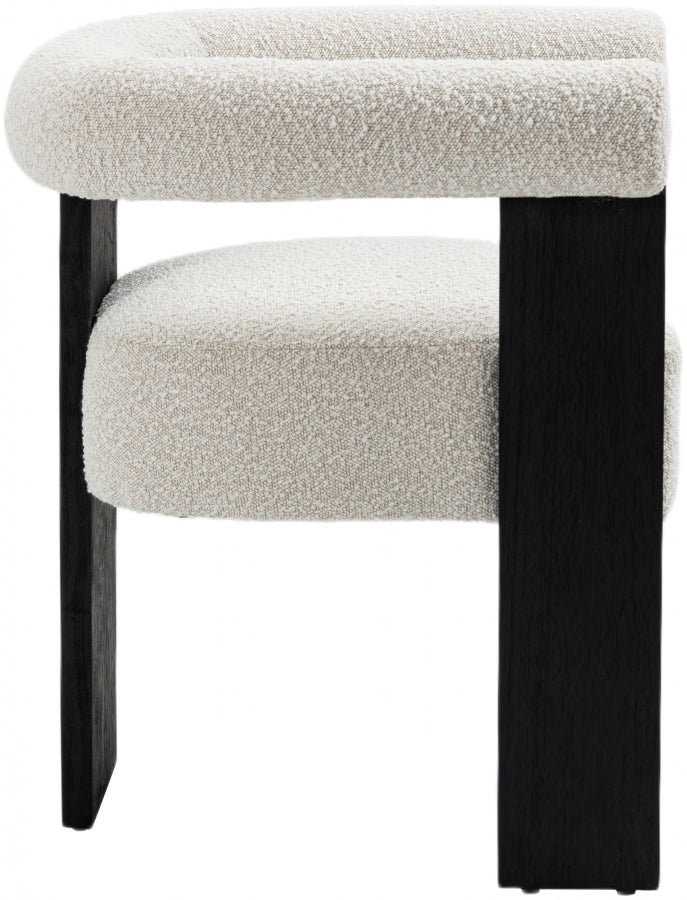 Barrel Cream Boucle Fabric Dining Chair from Meridian - Luna Furniture