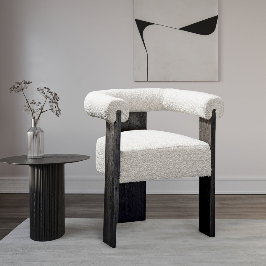 Barrel Cream Boucle Fabric Dining Chair from Meridian - Luna Furniture