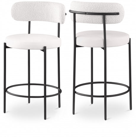 Cream Beacon Faux Leather And Boucle Fabric Bar / Counter Stools, Set of 2 from Meridian - Luna Furniture