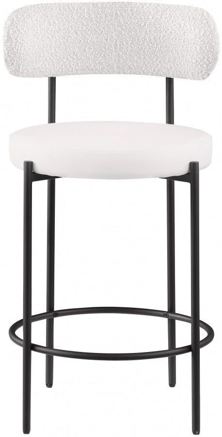 Cream Beacon Faux Leather And Boucle Fabric Bar / Counter Stools, Set of 2 from Meridian - Luna Furniture