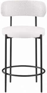 Cream Beacon Faux Leather And Boucle Fabric Bar / Counter Stools, Set of 2 from Meridian - Luna Furniture