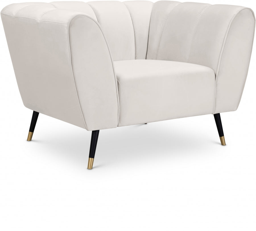 Beaumont Cream Velvet Chair from Meridian - Luna Furniture