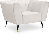 Beaumont Cream Velvet Chair from Meridian - Luna Furniture