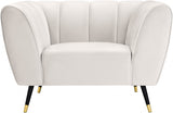 Beaumont Cream Velvet Chair from Meridian - Luna Furniture