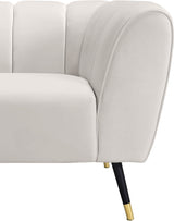 Beaumont Cream Velvet Chair from Meridian - Luna Furniture