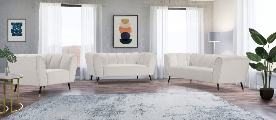 Beaumont Cream Velvet Loveseat from Meridian - Luna Furniture