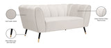 Beaumont Cream Velvet Loveseat from Meridian - Luna Furniture