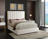 Becca Cream Velvet Queen Bed from Meridian - Luna Furniture