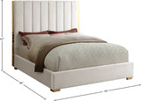 Becca Cream Velvet Queen Bed from Meridian - Luna Furniture