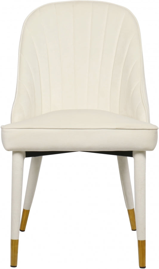 Belle Cream Velvet Dining Chair, Set of 2 from Meridian - Luna Furniture