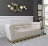 Bellini Cream Velvet Sofa from Meridian - Luna Furniture