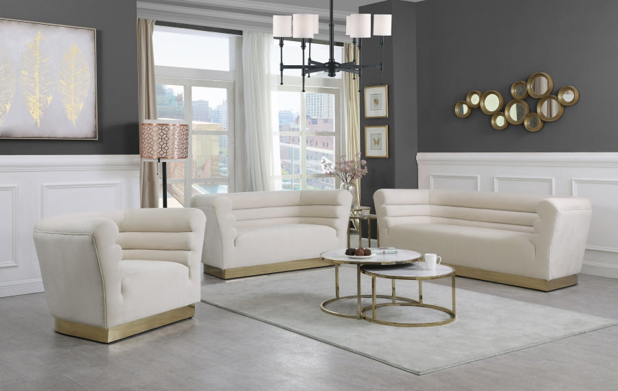 Bellini Cream Velvet Sofa from Meridian - Luna Furniture