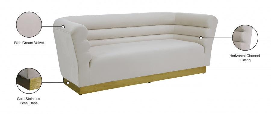 Bellini Cream Velvet Sofa from Meridian - Luna Furniture