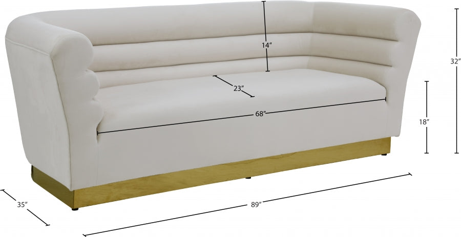 Bellini Cream Velvet Sofa from Meridian - Luna Furniture