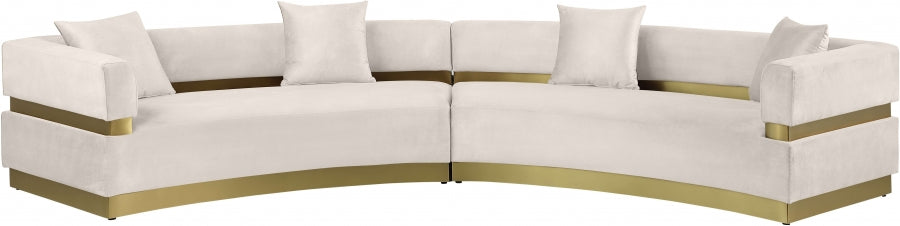 Cream Belsa Velvet Sectional from Meridian - Luna Furniture