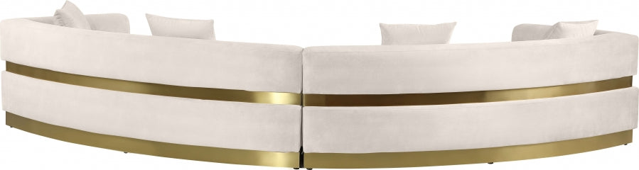 Cream Belsa Velvet Sectional from Meridian - Luna Furniture