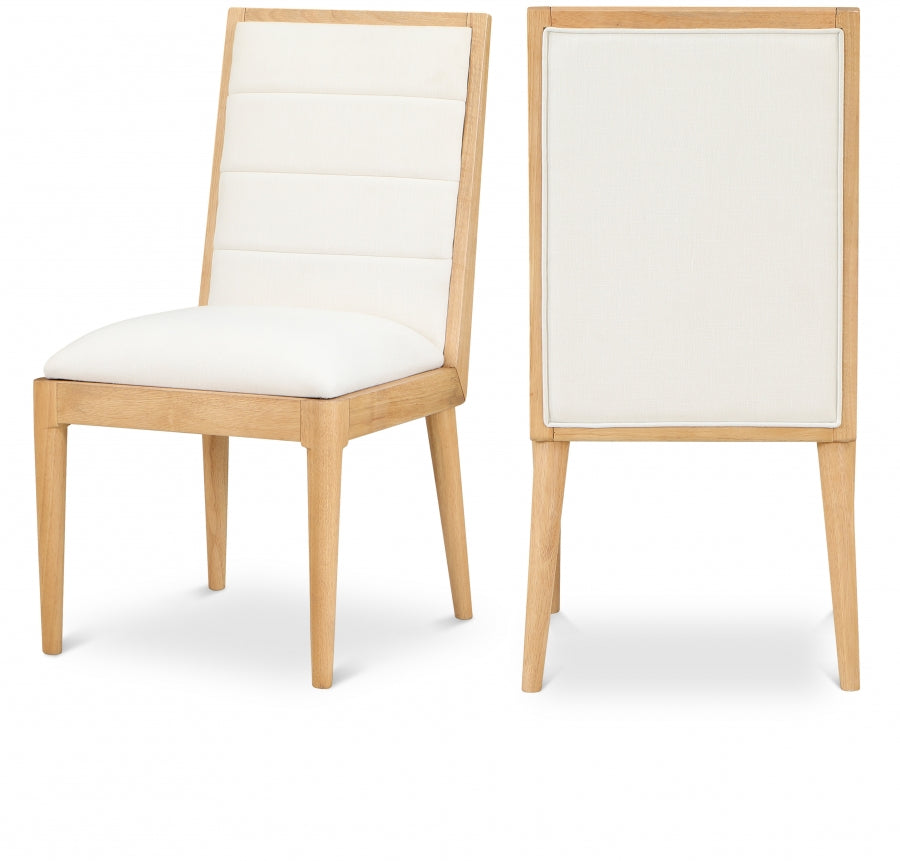 Cream Bristol Linen Textured Fabric Dining Chair, Set of 2 from Meridian - Luna Furniture