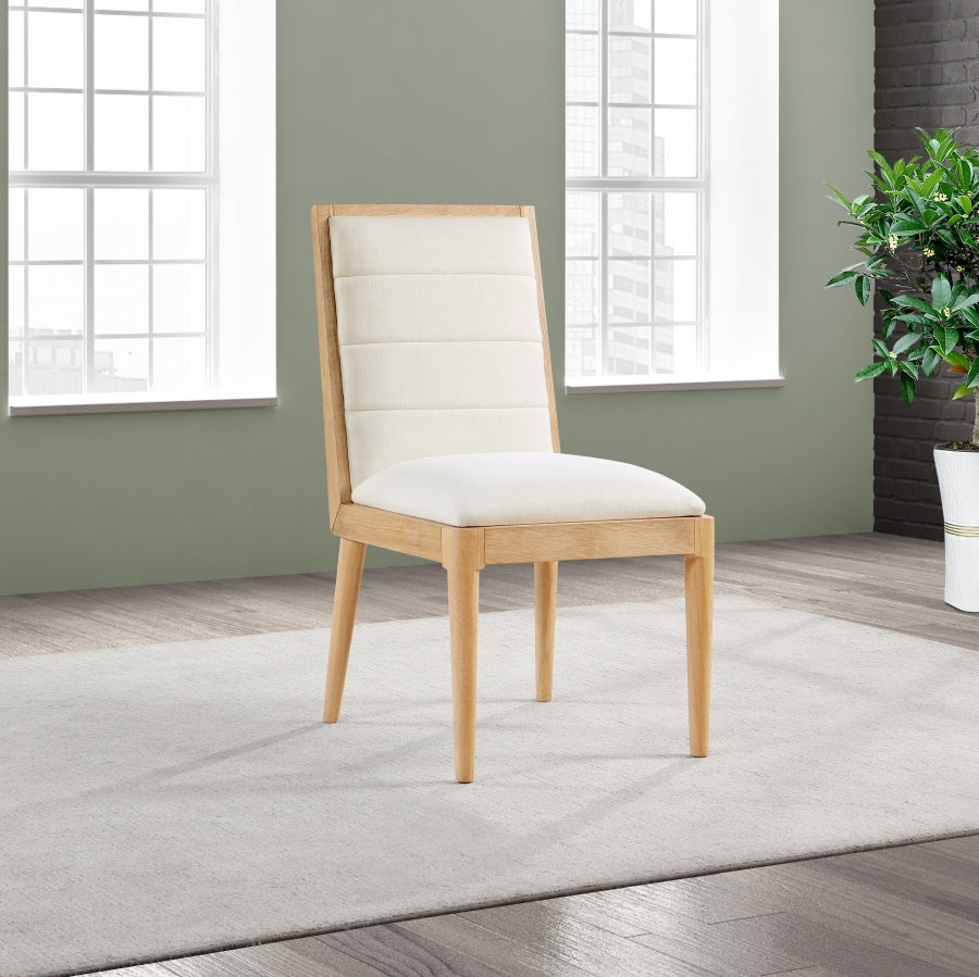 Cream Bristol Linen Textured Fabric Dining Chair, Set of 2 from Meridian - Luna Furniture