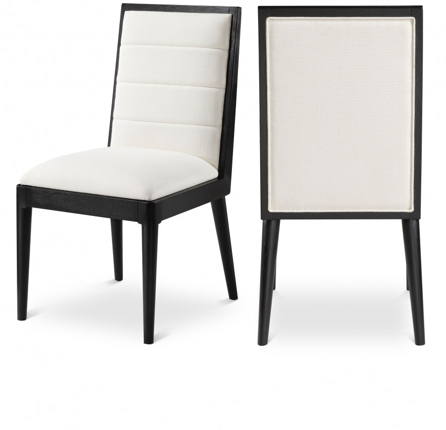 Cream Bristol Linen Textured Fabric Dining Chair, Set of 2 from Meridian - Luna Furniture