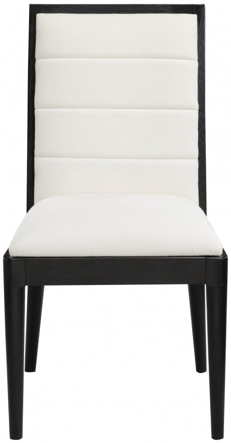 Cream Bristol Linen Textured Fabric Dining Chair, Set of 2 from Meridian - Luna Furniture