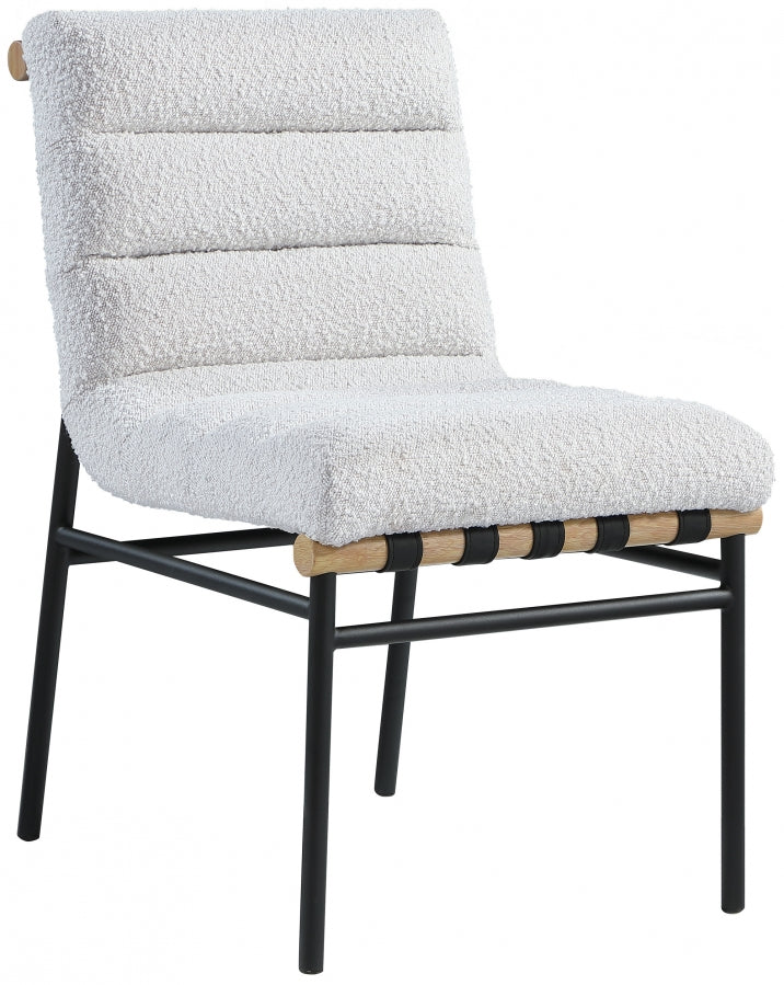 Burke Cream Boucle Fabric Dining Chair, Set of 2 from Meridian - Luna Furniture