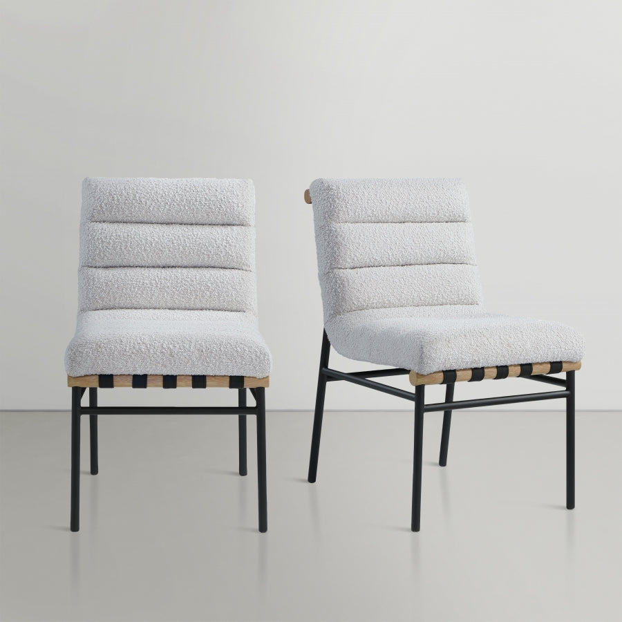 Burke Cream Boucle Fabric Dining Chair, Set of 2 from Meridian - Luna Furniture