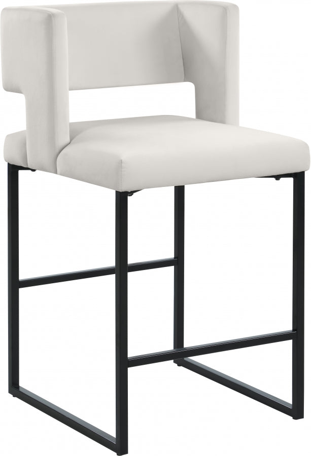 Caleb Cream Velvet Counter Stool, Set of 2 from Meridian - Luna Furniture