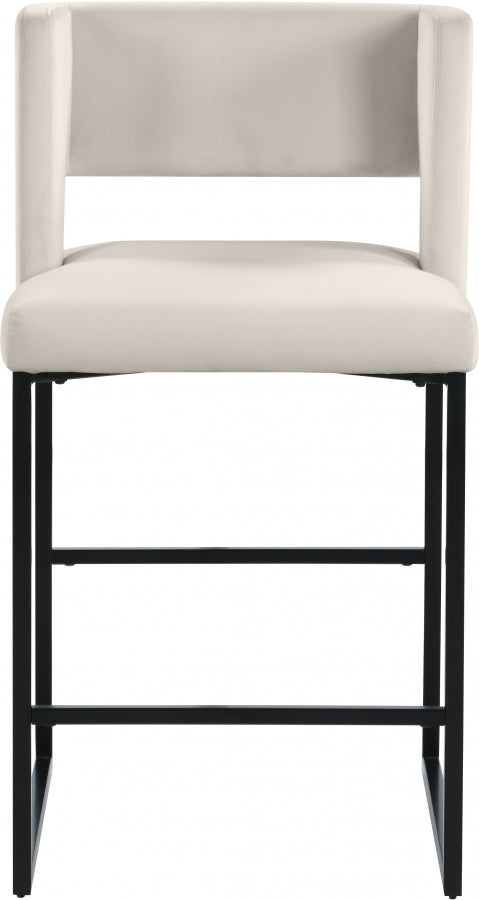 Caleb Cream Velvet Counter Stool, Set of 2 from Meridian - Luna Furniture