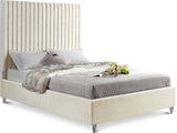 Candace Cream Velvet Queen Bed from Meridian - Luna Furniture