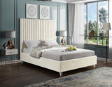 Candace Cream Velvet Queen Bed from Meridian - Luna Furniture