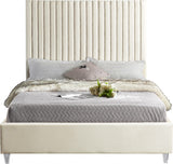 Candace Cream Velvet Queen Bed from Meridian - Luna Furniture