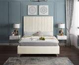 Candace Cream Velvet Queen Bed from Meridian - Luna Furniture