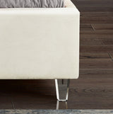 Candace Cream Velvet Queen Bed from Meridian - Luna Furniture