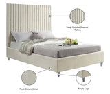 Candace Cream Velvet Queen Bed from Meridian - Luna Furniture