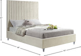 Candace Cream Velvet Queen Bed from Meridian - Luna Furniture