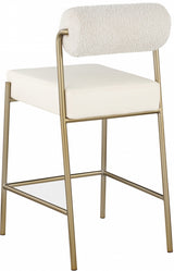 Carly Cream Boucle Fabric & Faux Leather Counter Stool from Meridian - Luna Furniture