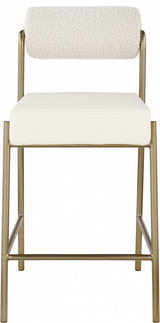 Carly Cream Boucle Fabric & Faux Leather Counter Stool from Meridian - Luna Furniture