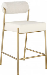 Carly Cream Boucle Fabric & Faux Leather Counter Stool from Meridian - Luna Furniture