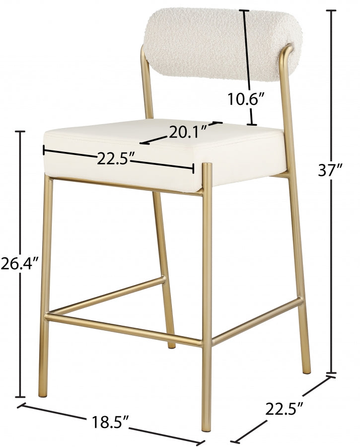 Carly Cream Boucle Fabric & Faux Leather Counter Stool from Meridian - Luna Furniture