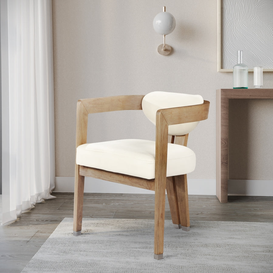 Carlyle Cream Faux Leather Dining Chair from Meridian - Luna Furniture