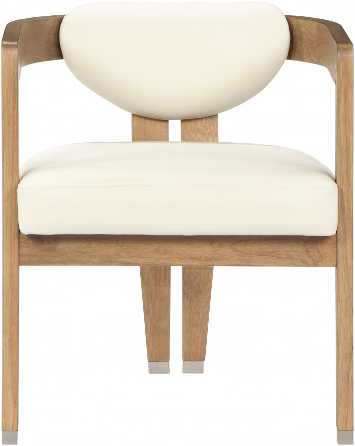 Carlyle Cream Faux Leather Dining Chair from Meridian - Luna Furniture