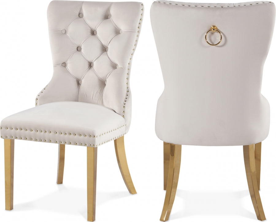 Carmen Cream Velvet Dining Chair, Set of 2 from Meridian - Luna Furniture