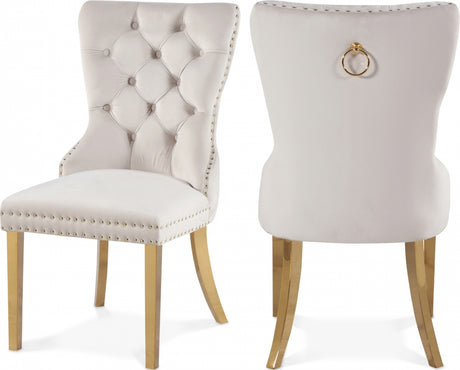 Carmen Cream Velvet Dining Chair, Set of 2 from Meridian - Luna Furniture