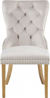 Carmen Cream Velvet Dining Chair, Set of 2 from Meridian - Luna Furniture