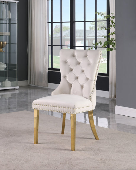 Carmen Cream Velvet Dining Chair, Set of 2 from Meridian - Luna Furniture