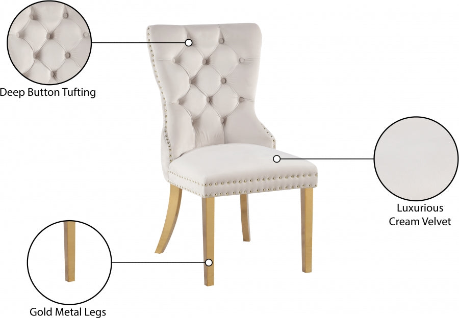 Carmen Cream Velvet Dining Chair, Set of 2 from Meridian - Luna Furniture