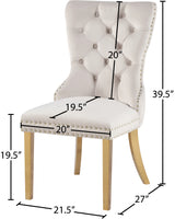 Carmen Cream Velvet Dining Chair, Set of 2 from Meridian - Luna Furniture