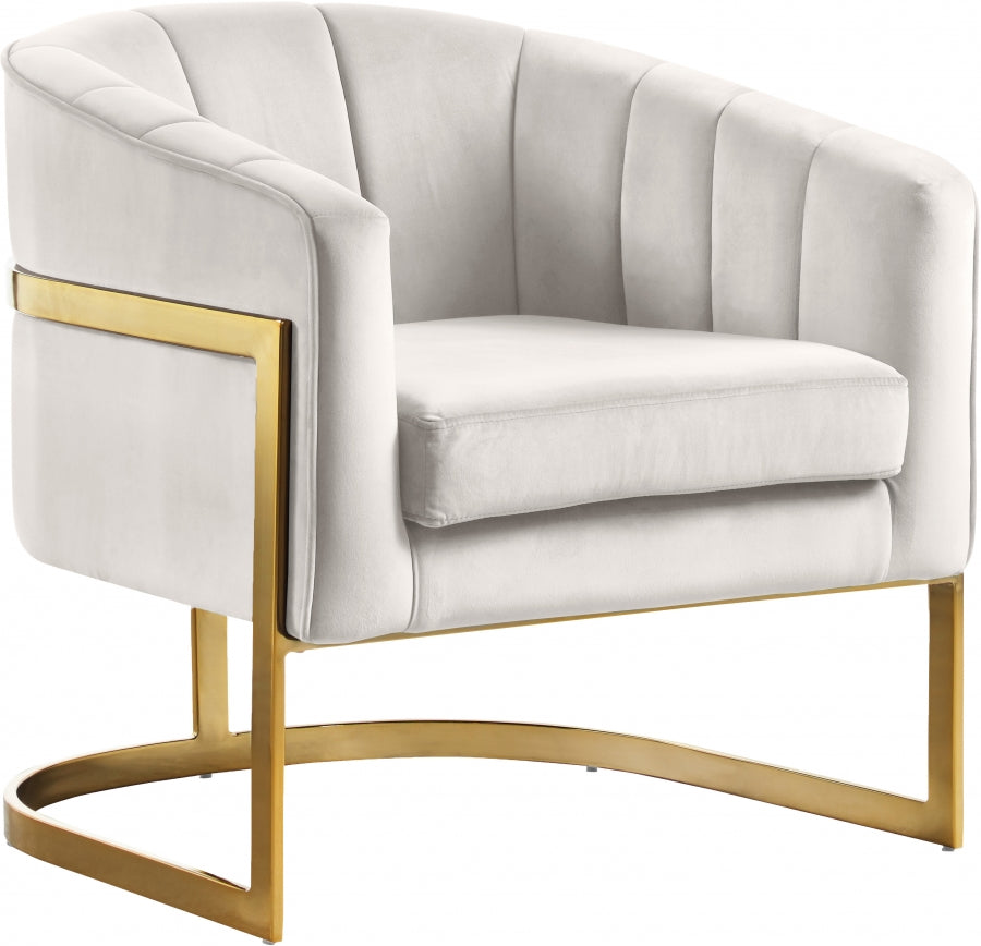 Carter Cream Velvet Accent Chair from Meridian - Luna Furniture